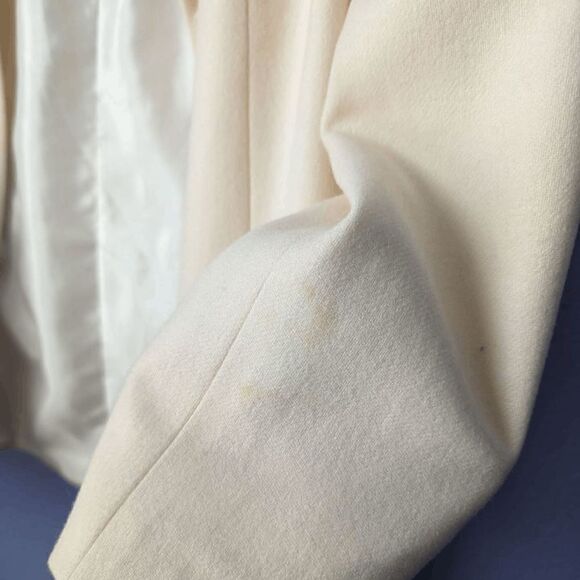 Women's Worthington Blazer 100% Pure Wool Ivory Cream 8 Padded Shoulder Button - Picture 10 of 10